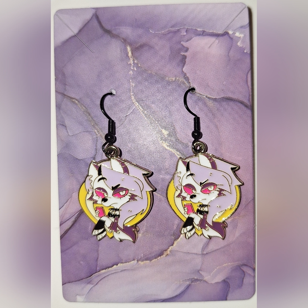 Loona Helluva Boss Earrings Handmade Hypoallergenic Heart Shape Dangle Luna
